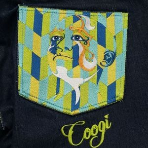 Coogi Australian Embroidered Dark Wash Blue Jeans